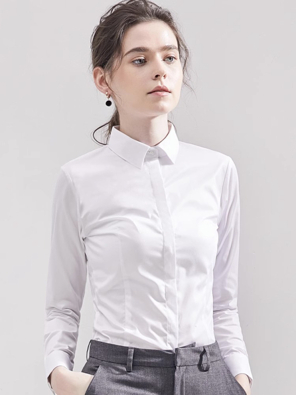 Πουκάμισο από ίνες μπαμπού με πολυεστέρα, μακρύ μανίκι, αντιρυτιδική επεξεργασία, τετράγωνος γιακά, στυλ καρντιγκάν/γραφείου