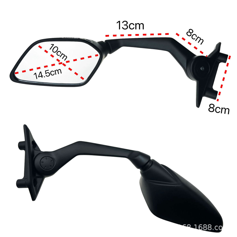 Zadné zrkadlo pre Yamaha TMAX 560 2022-2024 - štvorcová plocha zrkadla, PP plášť s hliníkovou tyčou, montáž s pravou a ľavou závitou, pevná odolnosť voči nárazom