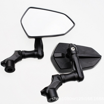 Motociklističko ogledalo s kućištem od aluminijske legure i plastičnim vanjskim kućištem, četverokutno staklo, montaža desno i lijevo navoj, snažna otpornost na udarce