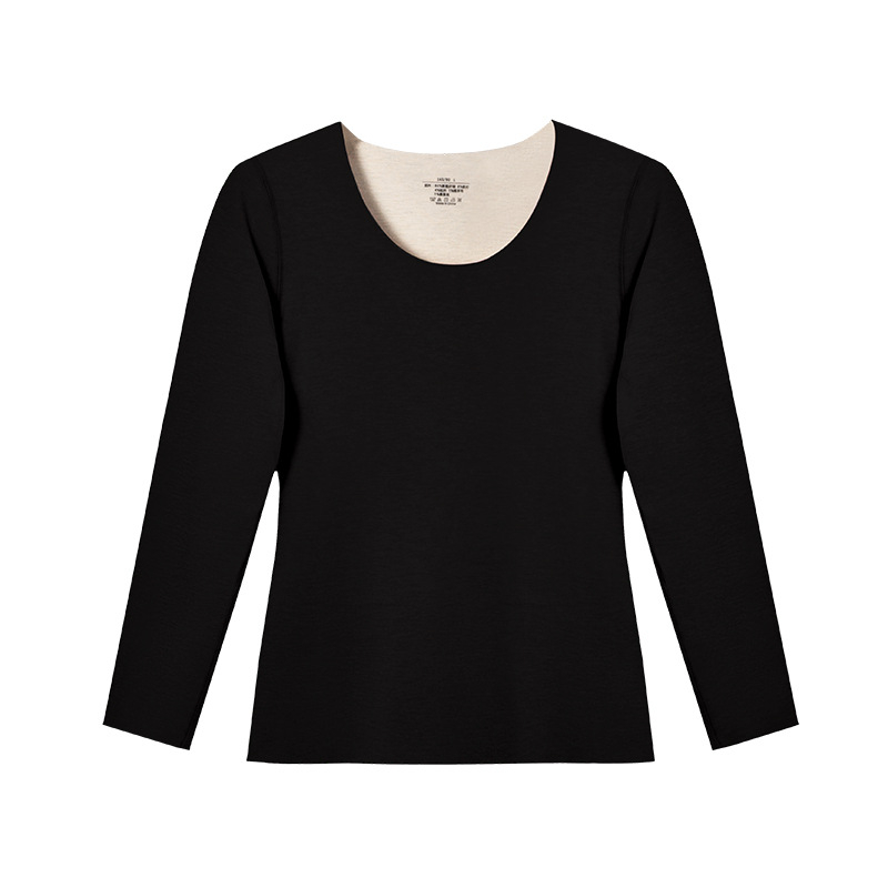 Ženské termálne tričko s fleecovou podšívkou, hrubé, kruhový výstrih, dlhé rukávy, 80–90% polyester