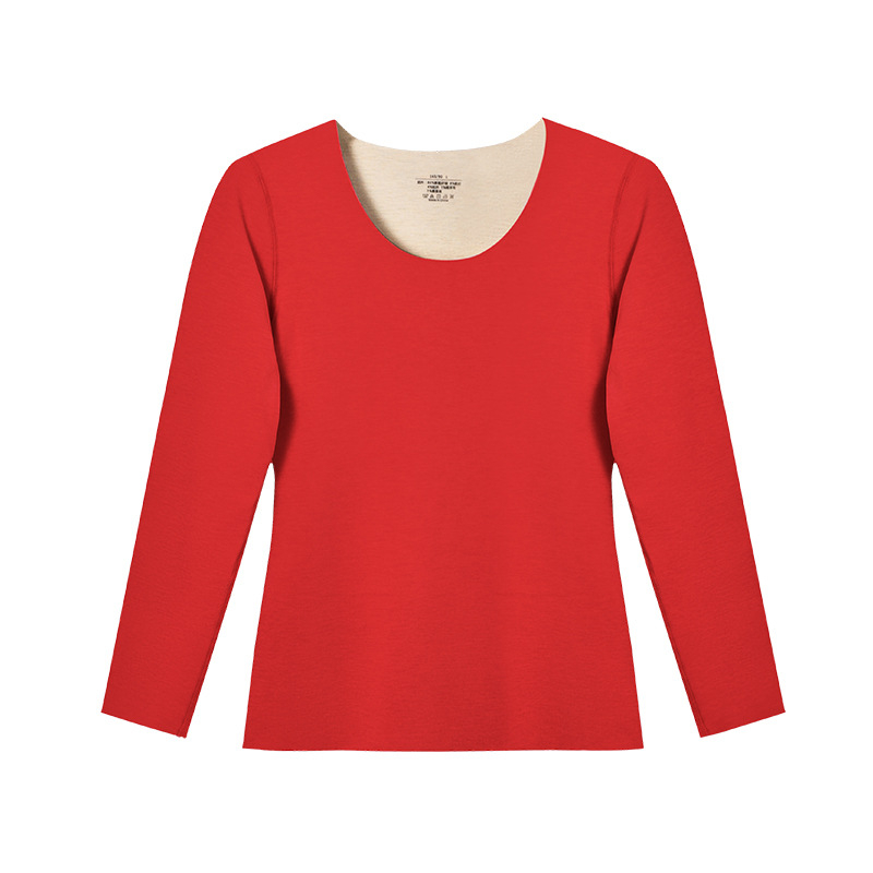 Ženské termálne tričko s fleecovou podšívkou, hrubé, kruhový výstrih, dlhé rukávy, 80–90% polyester