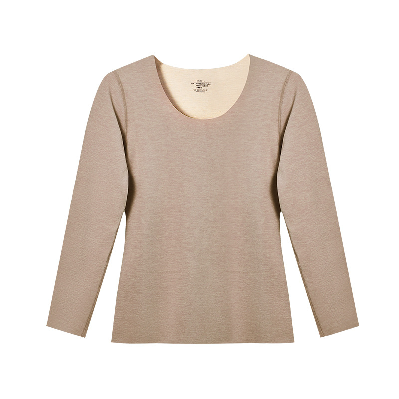 Ženské termálne tričko s fleecovou podšívkou, hrubé, kruhový výstrih, dlhé rukávy, 80–90% polyester