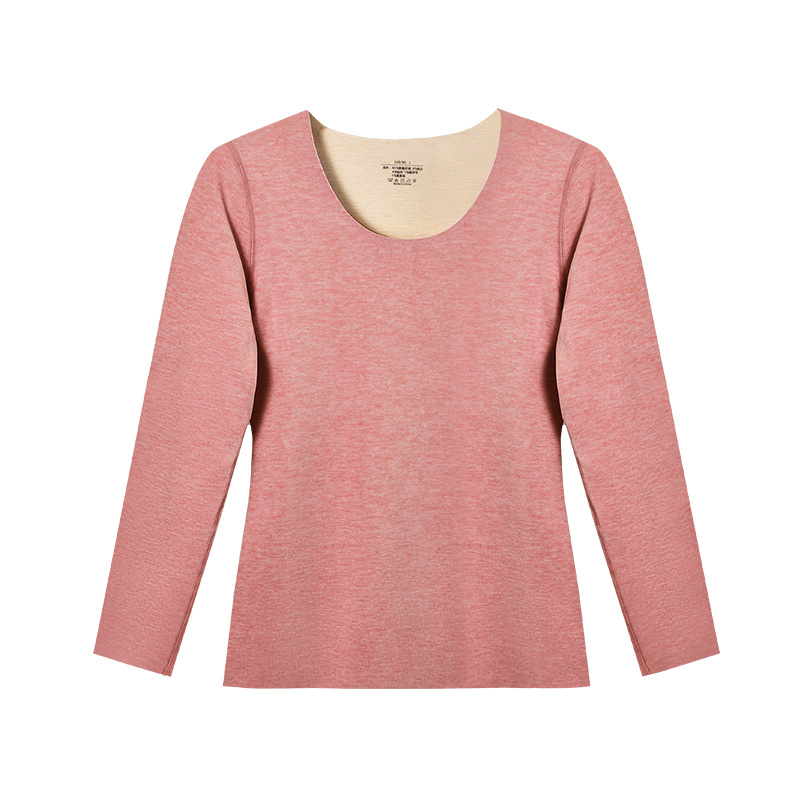 Ženské termálne tričko s fleecovou podšívkou, hrubé, kruhový výstrih, dlhé rukávy, 80–90% polyester