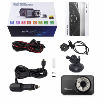 Dash cam cu obiectiv dublu, model T638+, unghi vizualizare 170°, stocare TF, interfețe USB/HDMI/AV, 30FPS