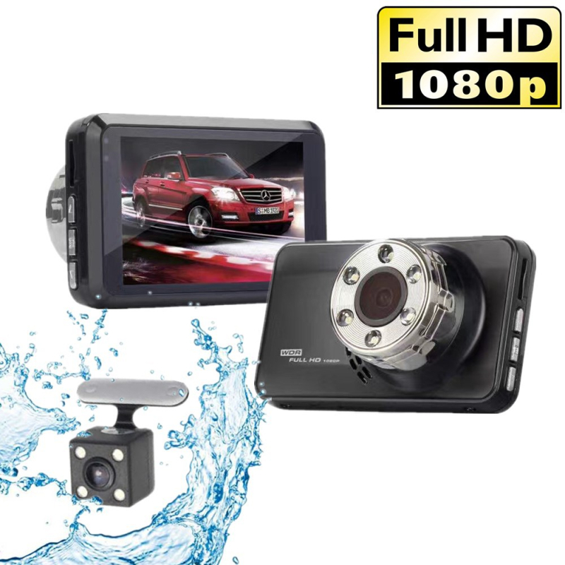 Dash cam cu obiectiv dublu, model T638+, unghi vizualizare 170°, stocare TF, interfețe USB/HDMI/AV, 30FPS