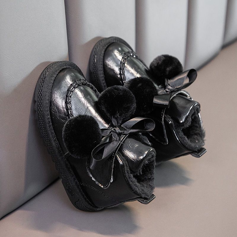 White-naped Crane zimné členkové topánky pre dievčatá s bavlneným vrchným materiálom, sametový lem, teplá podšívka, motýľová mašľa – princeznovský štýl, 1–3 roky, model 66643348837