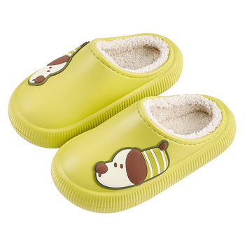 Detské bavlnené papuče — cartoon vzor, EVA horná časť a EVA podrážka, zimné teplo, unisex, vek 4-16 rokov