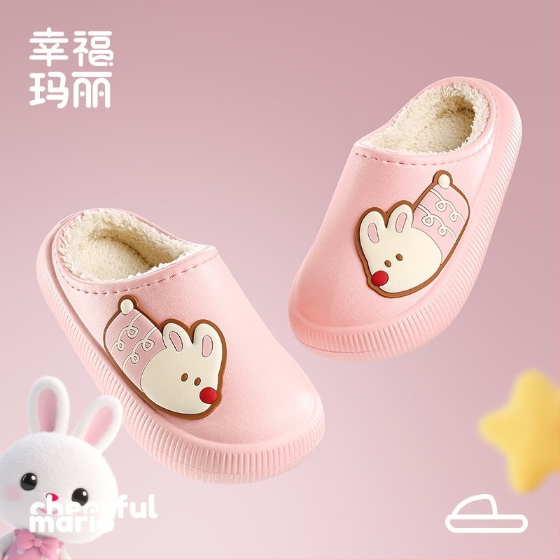 Detské bavlnené papuče — cartoon vzor, EVA horná časť a EVA podrážka, zimné teplo, unisex, vek 4-16 rokov
