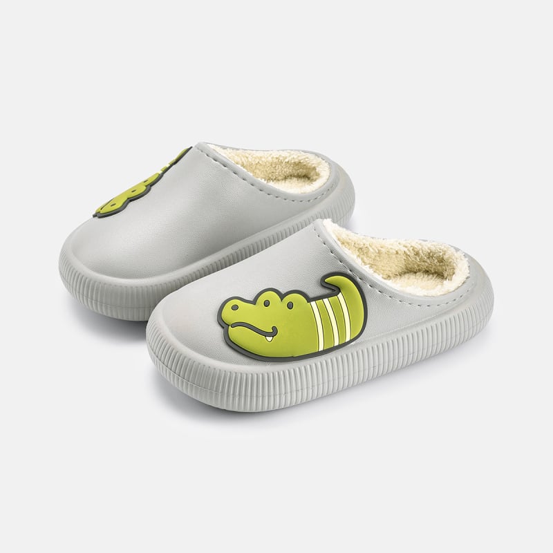 Detské bavlnené papuče — cartoon vzor, EVA horná časť a EVA podrážka, zimné teplo, unisex, vek 4-16 rokov
