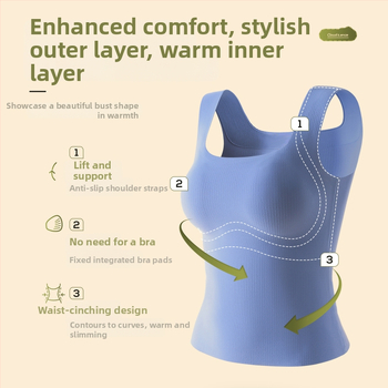 Ženský teplý základný vest s integrovaným košíčkom, nylon, bezšvový, štvorcový výstrih