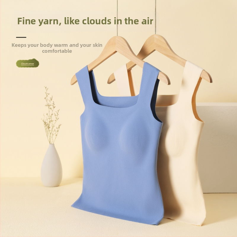 Ženský teplý základný vest s integrovaným košíčkom, nylon, bezšvový, štvorcový výstrih