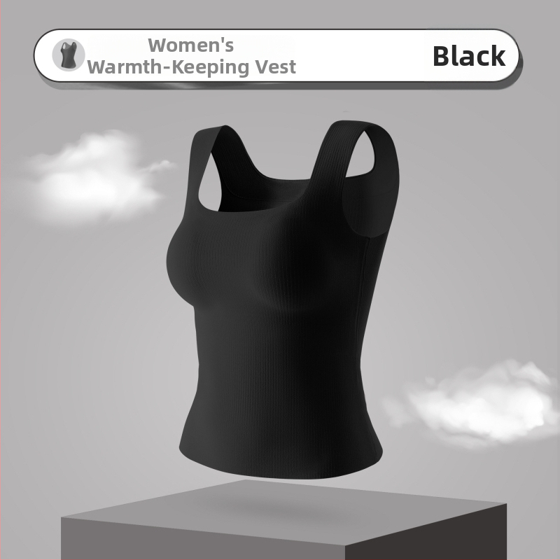 Ženský teplý základný vest s integrovaným košíčkom, nylon, bezšvový, štvorcový výstrih