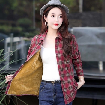 Poliester košulja s karo uzorkom, ležernog kroja, dugi rukavi, patchwork stil