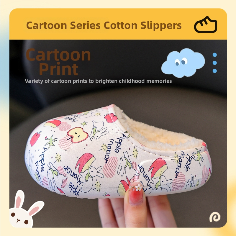 Detské EVA papuče s potlačou – na vnútorné použitie, vodotesné, protišmykové, uzavretá špička