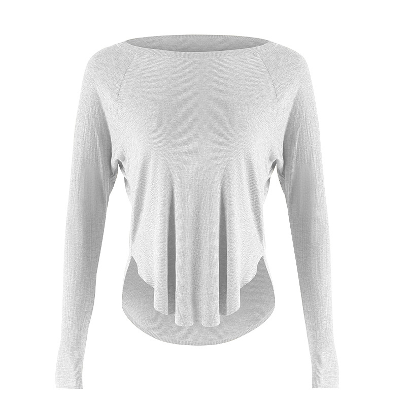 Ženski fitness T‑shirt s dugim rukavom, uska kroj, okrugli ovratnik, jednobojna; 95% viskoze, 5% elastan; regularna duljina 50–65 cm; jesen 2025