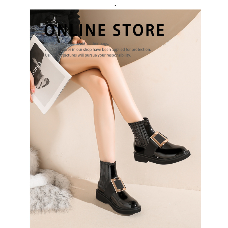 Ghete Chelsea pentru femei, partea superioară din microfibră, talpă din cauciuc, vârf rotund, toc mic 1–3 cm, slip-on cu bandă elastică