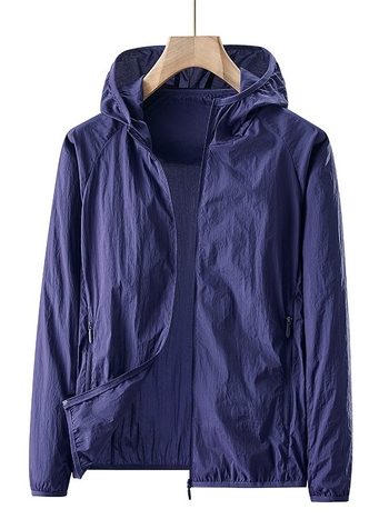 Унисексово външно ветрово яке с качулка, леко и дишащо, найлонов плат UPF50+ за походи, къмпинг, риболов и пътувания