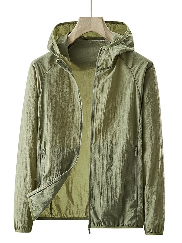 Унисексово външно ветрово яке с качулка, леко и дишащо, найлонов плат UPF50+ за походи, къмпинг, риболов и пътувания