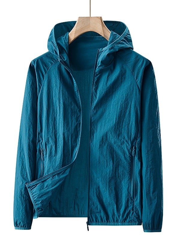 Унисексово външно ветрово яке с качулка, леко и дишащо, найлонов плат UPF50+ за походи, къмпинг, риболов и пътувания