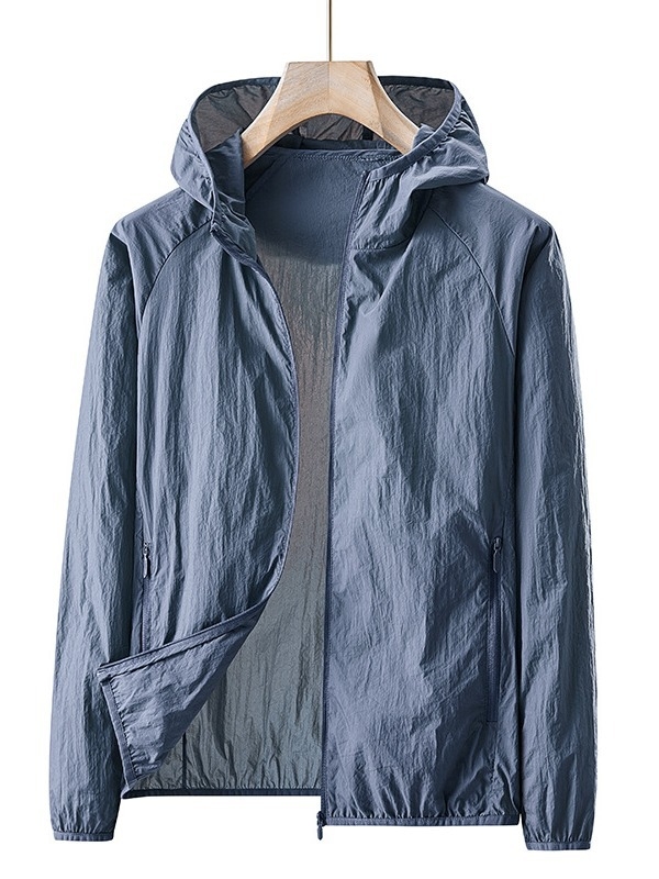 Унисексово външно ветрово яке с качулка, леко и дишащо, найлонов плат UPF50+ за походи, къмпинг, риболов и пътувания