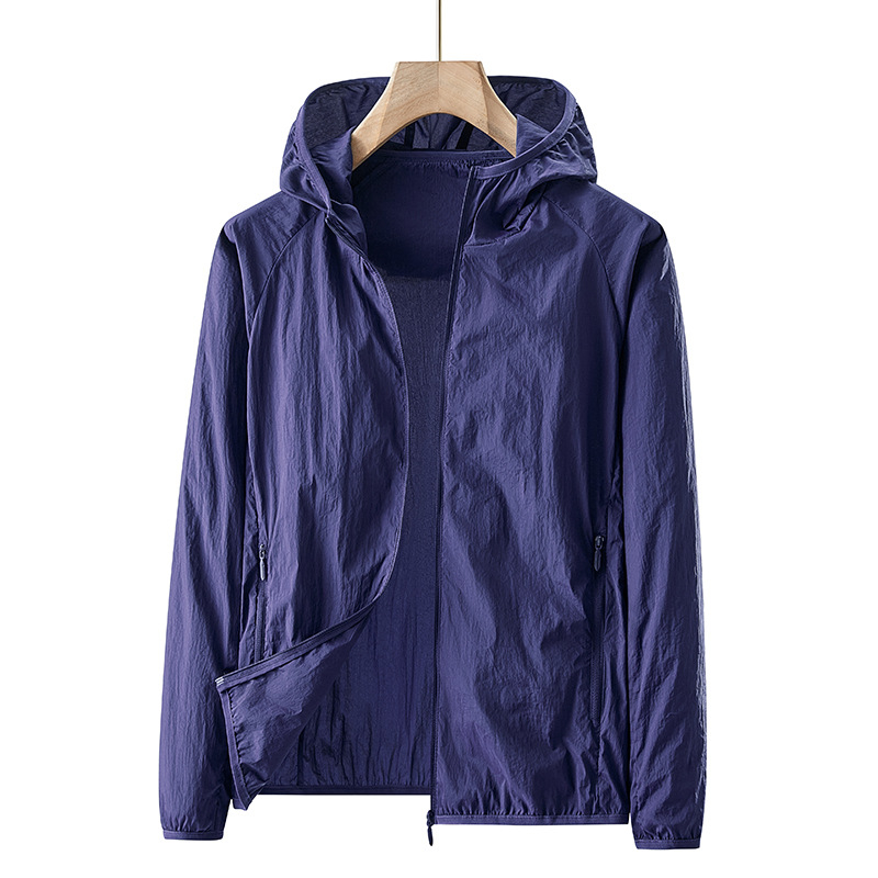 Унисексово външно ветрово яке с качулка, леко и дишащо, найлонов плат UPF50+ за походи, къмпинг, риболов и пътувания