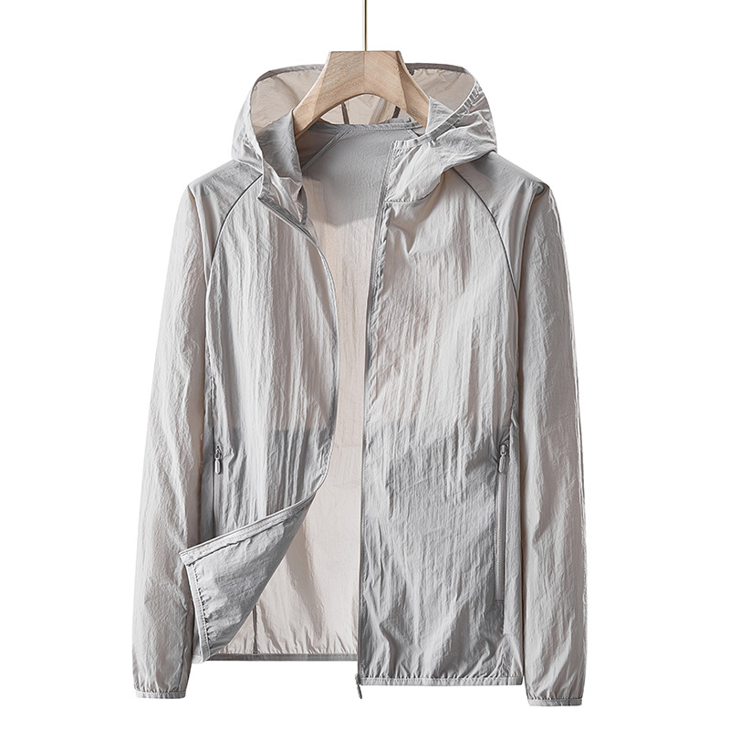 Унисексово външно ветрово яке с качулка, леко и дишащо, найлонов плат UPF50+ за походи, къмпинг, риболов и пътувания