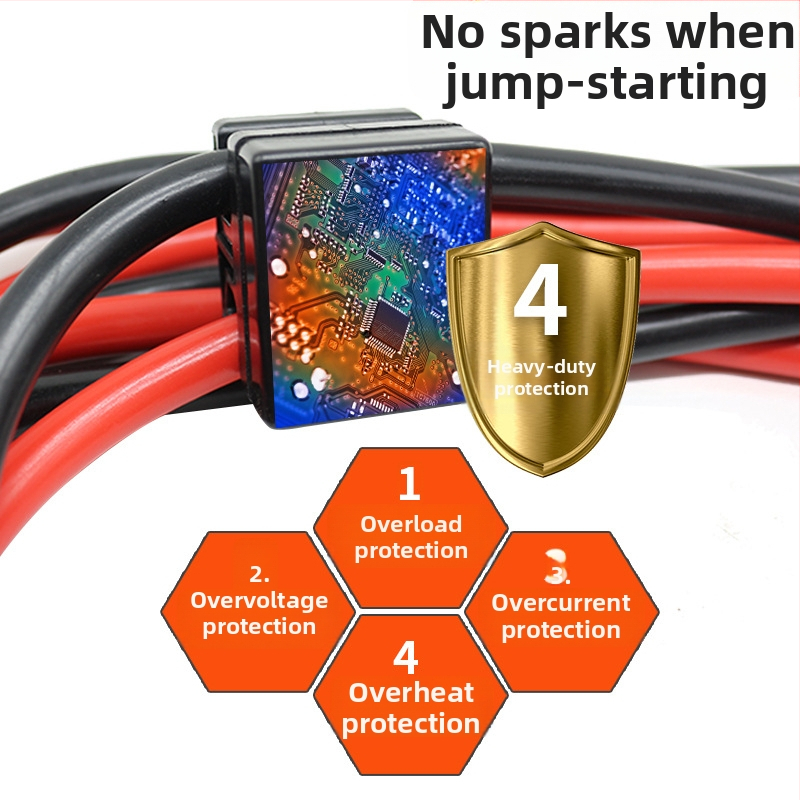 Automašīnas ārkārtas iedarbināšanas kabeli ar vara kodolu, biezas akumulatora vadi, augstas strāvas varianti 1200A/1800A/2500A, piemērots automobiļiem, SUV, miniveniem un pikapiem