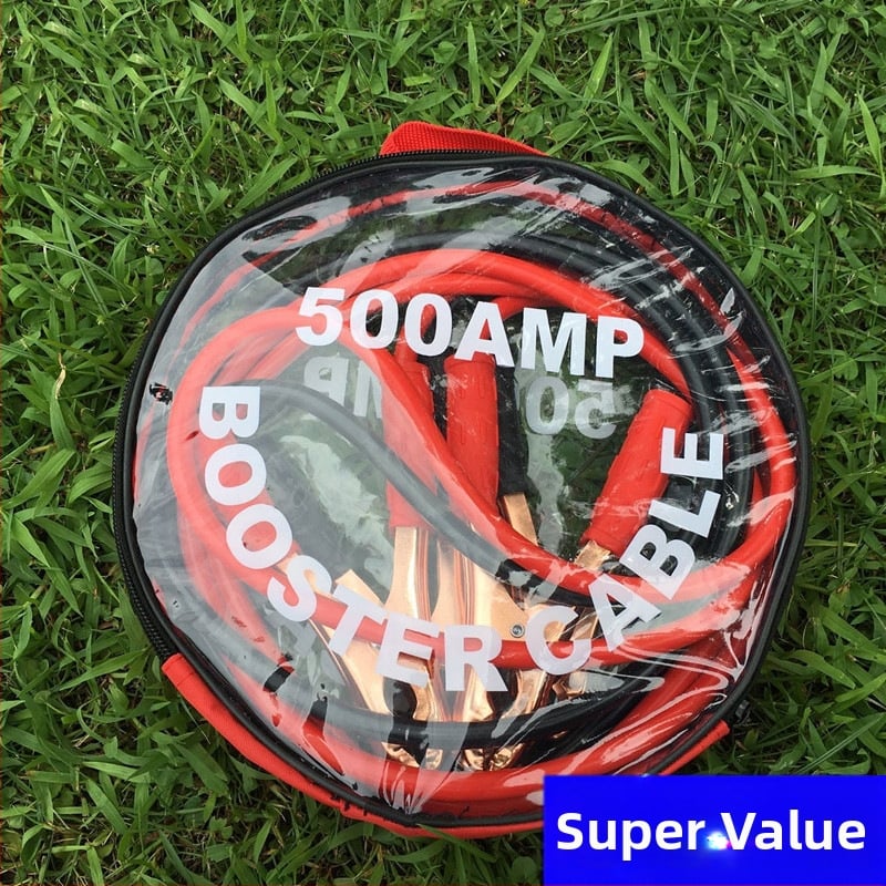 Automobiļa akumulatora uzlādes kabelis 500A ar tīrāmām vara klemēm un PVC izolāciju