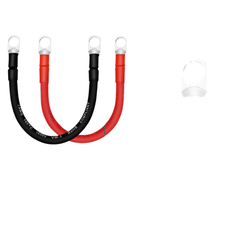 Baterijų kabelis 2 AWG su terminalais, variniai laidai, nuotėkio prevencijos jungtis, aukštas efektyvumas