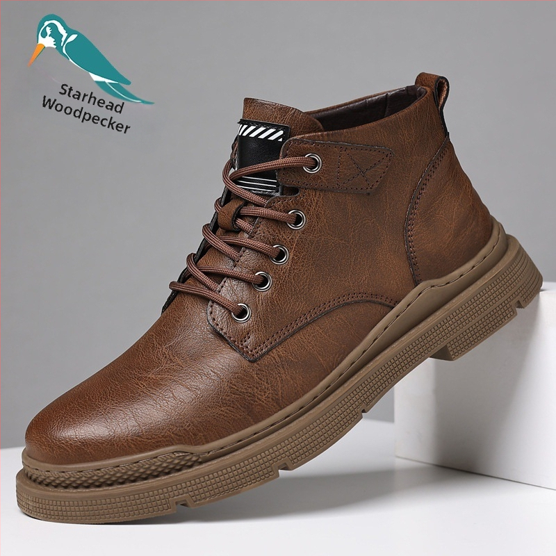 Pánske zimné papuče z pravej kože, gumová podrážka, protišmykové, hrubé a teplé, pohodlné domáce topánky