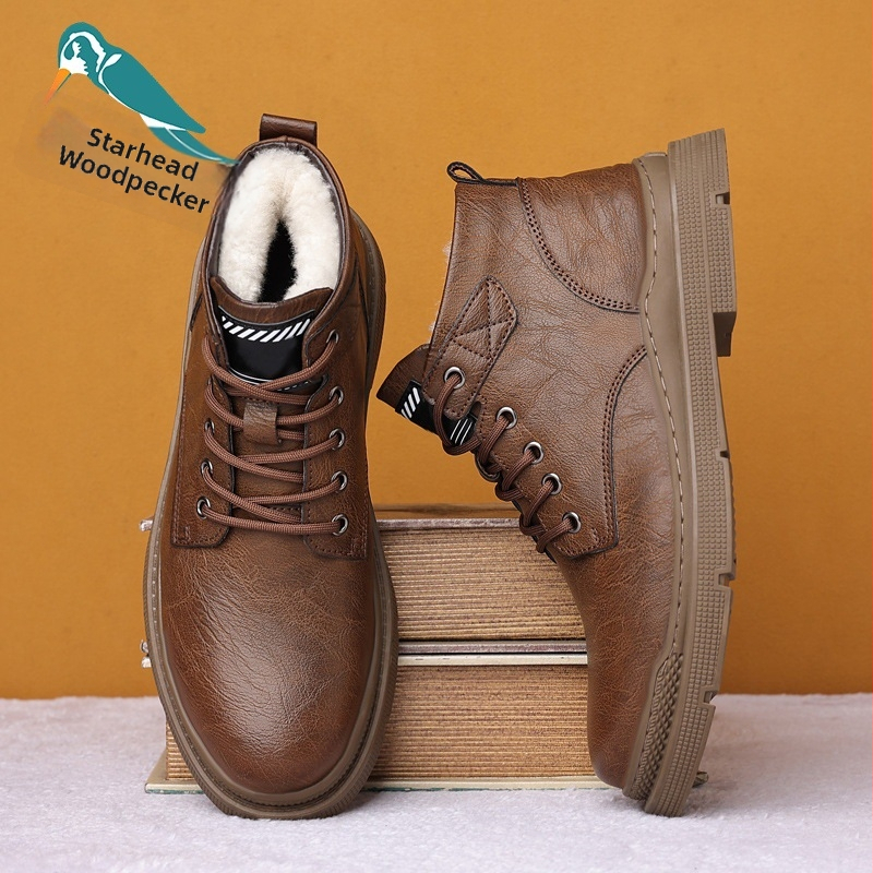 Pánske zimné papuče z pravej kože, gumová podrážka, protišmykové, hrubé a teplé, pohodlné domáce topánky