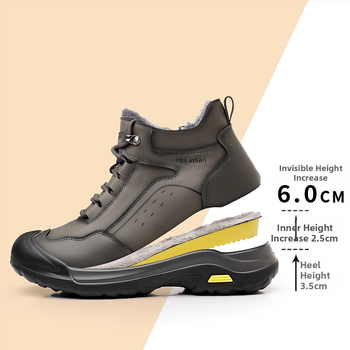 Pánske zimné vysoké topánky na sneh s kožušinovou podšívkou, dvojvrstvový vrchný materiál z kože, gumová podrážka, protišmyk, zima 2025