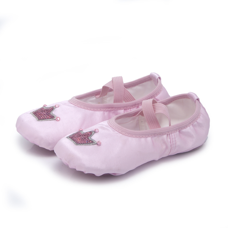 Pantofi de dans pentru copii, cu partea superioară din mătase și talpa din piele, pentru balet, dans modern și latino, respirabili, impermeabili