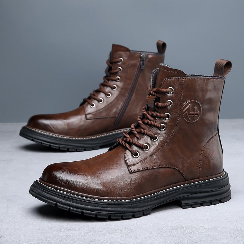 Martin topánky pre mužov, pravá koža, hrubá gumová podrážka, protišmykové pracovné topánky, vintage britský štýl, zateplené fleecovou podšívkou