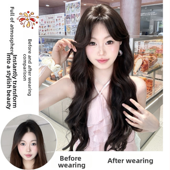 Parochňa pre ženy s dlhými kučeravými vlasmi a rovnými ofinkami, mechanické spracovanie, materiál: domáci hodváb, model 502