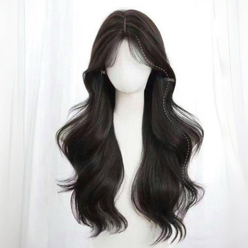 Parochňa pre ženy s dlhými kučeravými vlasmi a rovnými ofinkami, mechanické spracovanie, materiál: domáci hodváb, model 502