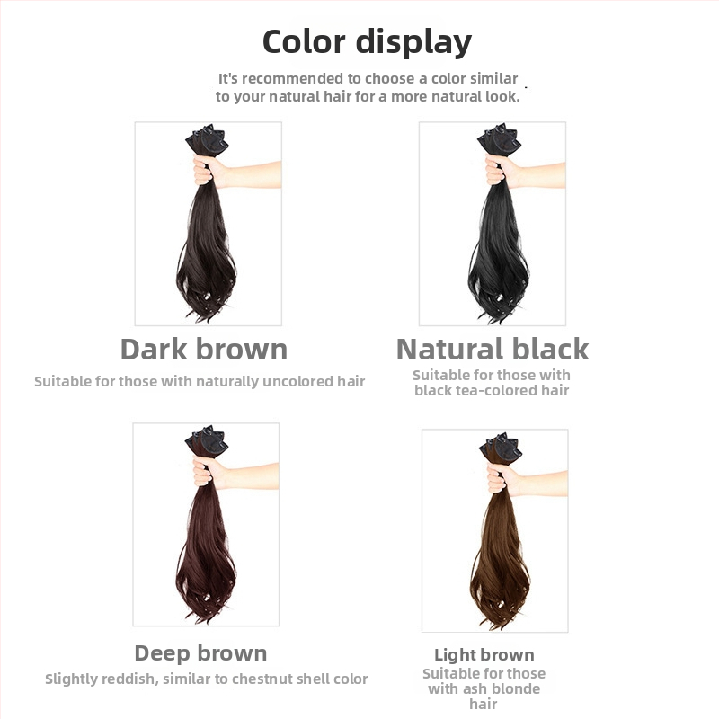 Ľahká trojdielna kučeravá predlžovacia časť vlasov pre parochu — neviditeľné uchytenie, objem, pripravené na ohon