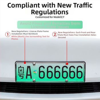 Tesla Model Y и Model 3 рамка за номера - пластмасова, с възможност за персонализиране, автомобилен аксесоар