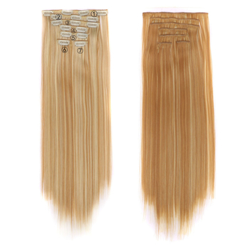 Parochňa 7PS, Sada 7 dielov s klipmi, Domáce hodvábne vlasy, Mechanické spracovanie, Rovné vlasy, pre ženy