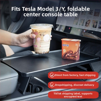 Plastmasas automobiļa ēdienu paliktnis Tesla Model Y3 ar salokāmu dizainu, snap-in uzstādīšanu un svaru 0,25 kg.