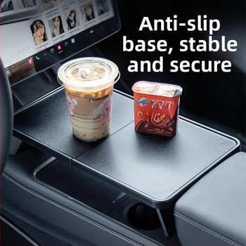 Plastmasas automobiļa ēdienu paliktnis Tesla Model Y3 ar salokāmu dizainu, snap-in uzstādīšanu un svaru 0,25 kg.