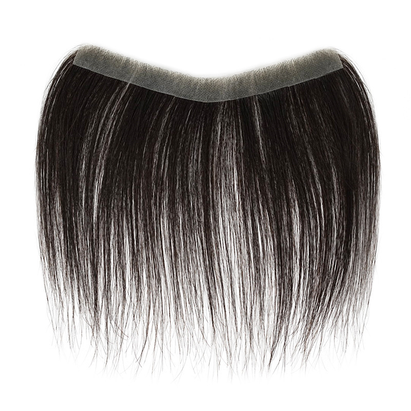 Hairkiegészítő valódi emberi hajból, egyenes, 15/25 cm hosszú, teljesen kézzel készített, festhető vagy formázható