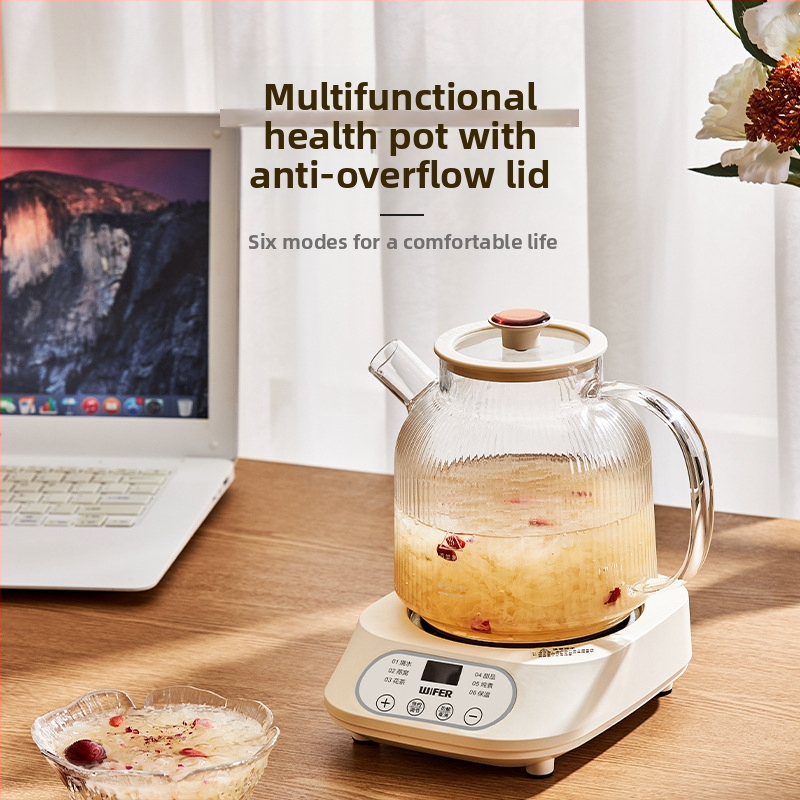Sklenená kanvica na zdravie 1L, 220V, 400–500W, Digitálny termostat, Mikroprocesorové ovládanie