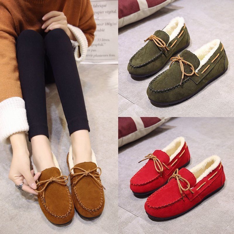 Unisex χειμερινά Slip-On παπούτσια με άνω μέρος από μικροϊνές, επένδυση fleece και εσωτερική επένδυση από συνθετική κοντή γούνα, σόλα καουτσούκ, χαμηλό προφίλ ανοίγματος, casual στυλ