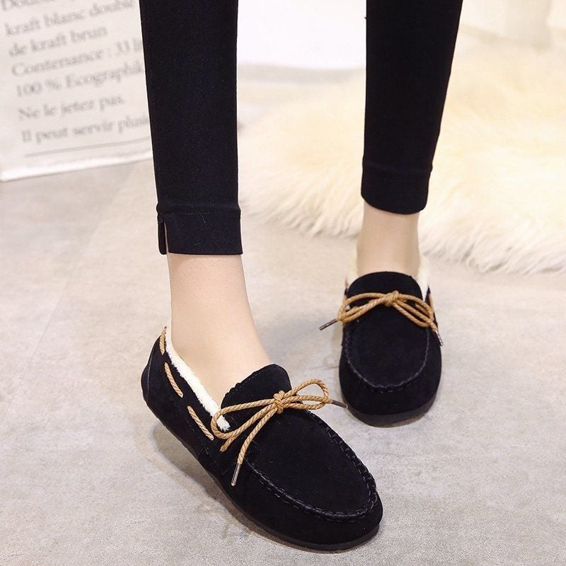 Unisex χειμερινά Slip-On παπούτσια με άνω μέρος από μικροϊνές, επένδυση fleece και εσωτερική επένδυση από συνθετική κοντή γούνα, σόλα καουτσούκ, χαμηλό προφίλ ανοίγματος, casual στυλ