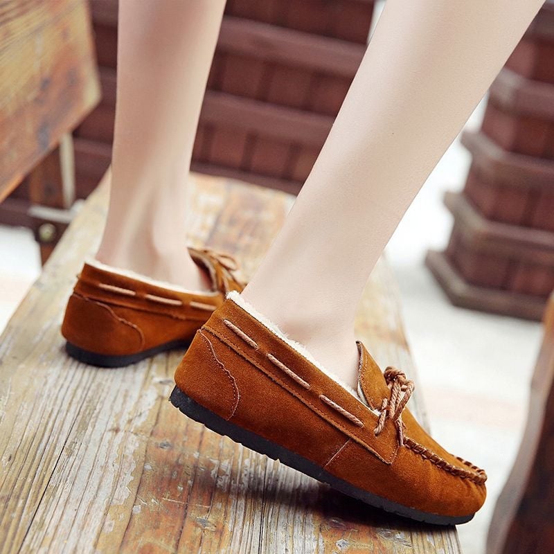 Unisex χειμερινά Slip-On παπούτσια με άνω μέρος από μικροϊνές, επένδυση fleece και εσωτερική επένδυση από συνθετική κοντή γούνα, σόλα καουτσούκ, χαμηλό προφίλ ανοίγματος, casual στυλ