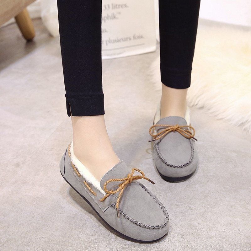 Unisex χειμερινά Slip-On παπούτσια με άνω μέρος από μικροϊνές, επένδυση fleece και εσωτερική επένδυση από συνθετική κοντή γούνα, σόλα καουτσούκ, χαμηλό προφίλ ανοίγματος, casual στυλ