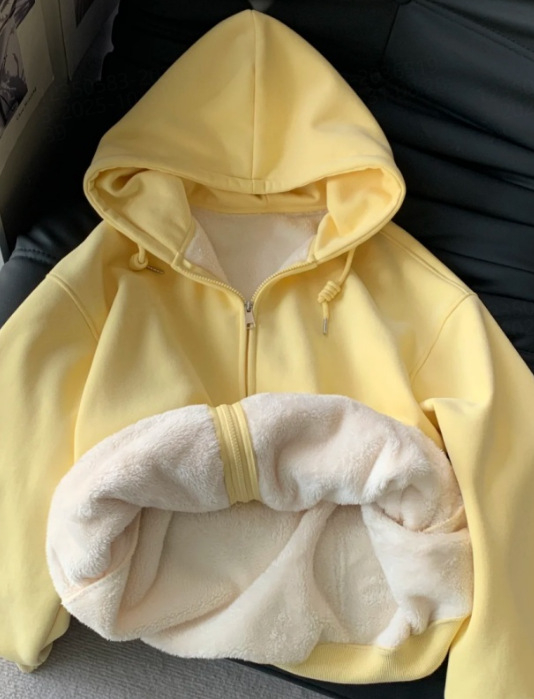 Ženski kardigan s kapuljom, zatvarač, opušten kroj, fleece podstava, mješavina pamuka i poliestera