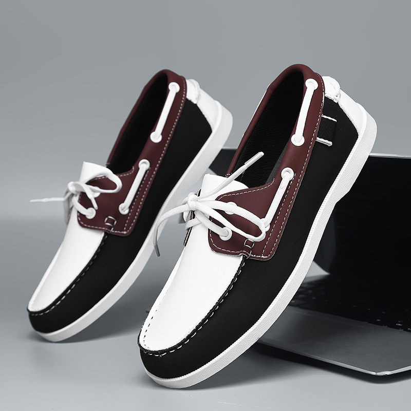 Pánska obuv v britskom štýle, priedušná, bez šnúrok, horný materiál mikrovlákno, gumová podrážka, okrúhla špička