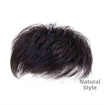 Parochňa z pravých vlasov s mechanickým upevňovacím systémom a lepiacim klipom; krátka dĺžka; vhodná pre všetky odtiene pleti; nie je vhodná pre horúce farbenie